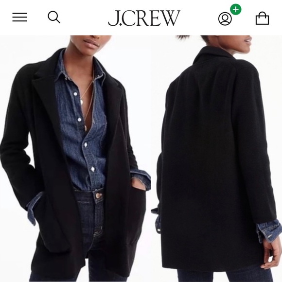 J Crew Open Front Sweater Blazer Black XS Merino Wool Knit Cardigan G7746 - Picture 2 of 13